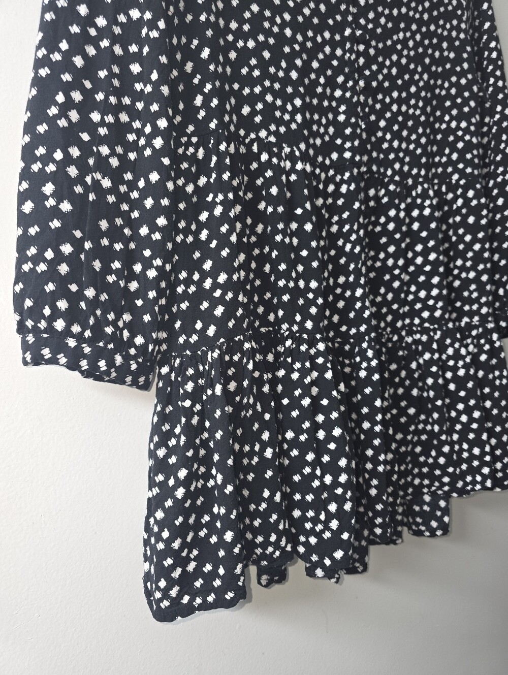 Maeve By Anthropologie Black And White Polka Dot Button Front Swing Blouse Small - Picture 5 of 7